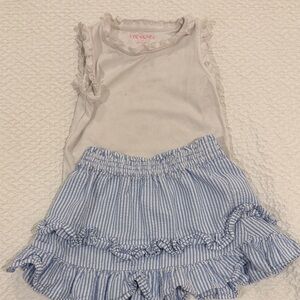 Crewcuts Blue and White Striped Skirt and white tank set